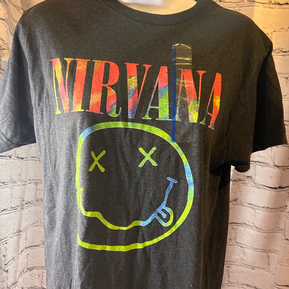 🙃NIRVANA Black Tee with Colorful Logo